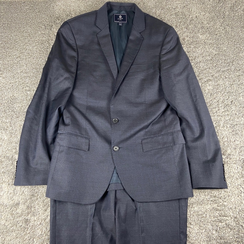 J.Crew Thompson 2 Piece Suit Men 38R Blazer 30x30 Trouser Blue Wool Blend‎ Coat